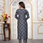 Rajwada Navy Blue Rayon Printed Kurta Set For Women