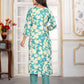 Rajwada  Light Blue Rayon Printed Kurta Set For Women