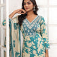 Rajwada  Light Blue Rayon Printed Kurta Set For Women