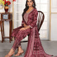 Rajwada Maroon Rayon Printed Kurta Set For Women