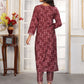 Rajwada Maroon Rayon Printed Kurta Set For Women