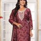 Rajwada Maroon Rayon Printed Kurta Set For Women