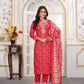 Rajwada Dark Pink Rayon Printed Kurta Set For Women