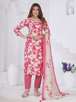 Rajwada Pink Rayon Solid Kurta Set For Women