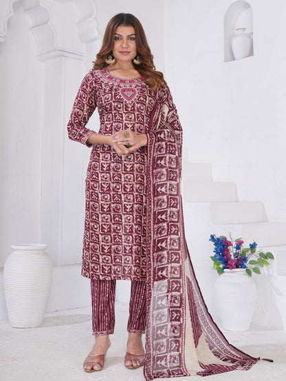 Rajwada Maroon Rayon Solid Kurta Set For Women