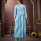 Rajwada Turquoise Blue Rayon Printed Kurta Set For Women