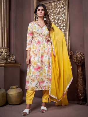 Rajwada Multicolor Rayon Printed Kurta Set For Women