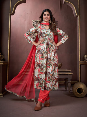 Rajwada Multicolor Rayon Printed Kurta Set For Women