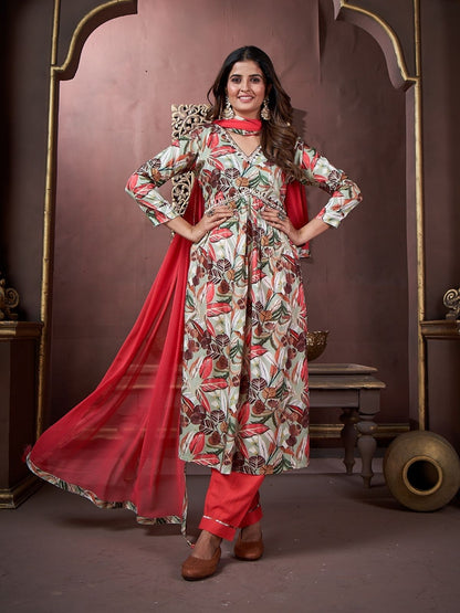 Rajwada Multicolor Rayon Printed Kurta Set For Women
