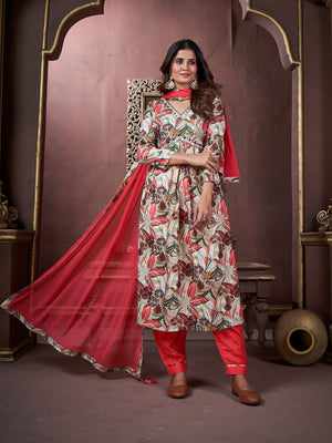 Rajwada Multicolor Rayon Printed Kurta Set For Women