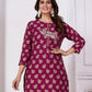 Rajwada Wine Silk Blend Printed Kurta Set For Women