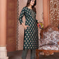 Rajwada Dark Green Silk Blend Printed Kurta Set For Women