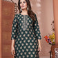 Rajwada Dark Green Silk Blend Printed Kurta Set For Women
