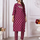 Rajwada Wine Silk Blend Printed Kurta Set For Women