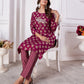 Rajwada Wine Silk Blend Printed Kurta Set For Women