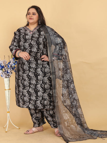 Rajwada Black Rayon Printed Kurta Set For Women