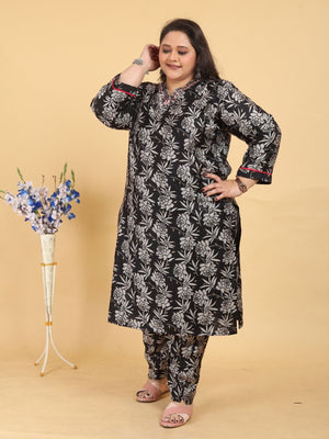 Rajwada Black Rayon Printed Kurta Set For Women