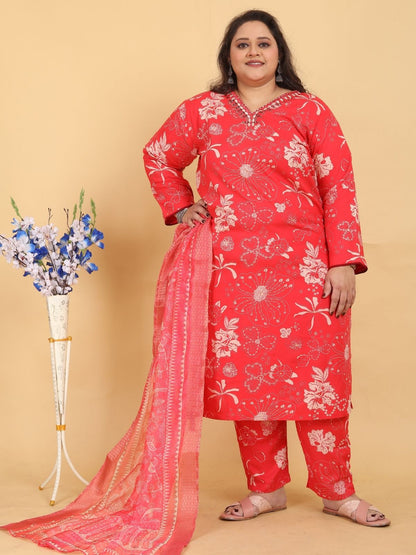 Rajwada Dark Pink Rayon Printed Kurta Set For Women