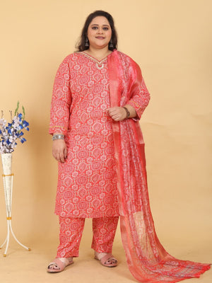 Rajwada Orange Viscose Printed Kurta Set For Women