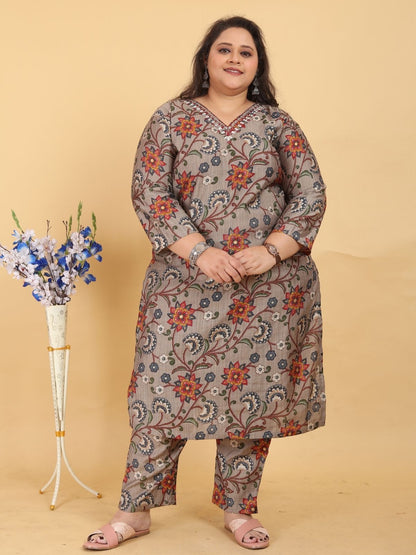Rajwada Grey Viscose Printed Kurta Set For Women