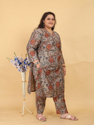 Rajwada Grey Viscose Printed Kurta Set For Women