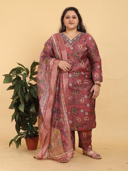 Rajwada Mauve Viscose Printed Kurta Set For Women