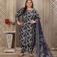 Rajwada Navy Blue Viscose Printed Kurta Set For Women