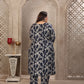 Rajwada Navy Blue Viscose Printed Kurta Set For Women