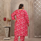 Rajwada Dark Pink Viscose Printed Kurta Set For Women