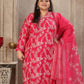 Rajwada Dark Pink Viscose Printed Kurta Set For Women