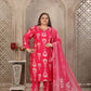 Rajwada Dark Pink Viscose Printed Kurta Set For Women