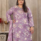 Rajwada Lavender Viscose Printed Kurta Set For Women