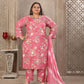 Rajwada Light Pink Viscose Printed Kurta Set For Women