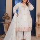 Rajwada Off White Cotton Blend Embroidered Kurta Set For Women