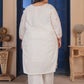 Rajwada Off White Cotton Blend Embroidered Kurta Set For Women
