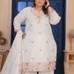 Rajwada Off White Cotton Blend Embroidered Kurta Set For Women