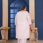 Rajwada Light Pink Cotton Blend Embroidered Kurta Set For Women