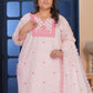 Rajwada Light Pink Cotton Blend Embroidered Kurta Set For Women