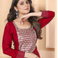 Rajwada Dark Pink Silk Blend Embellished Kurta Set For Women