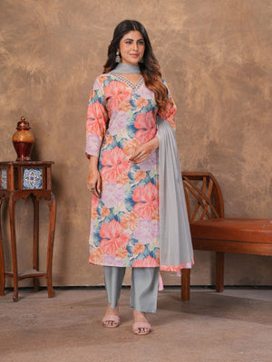 Rajwada Multicolor Viscose Solid Kurta Set For Women