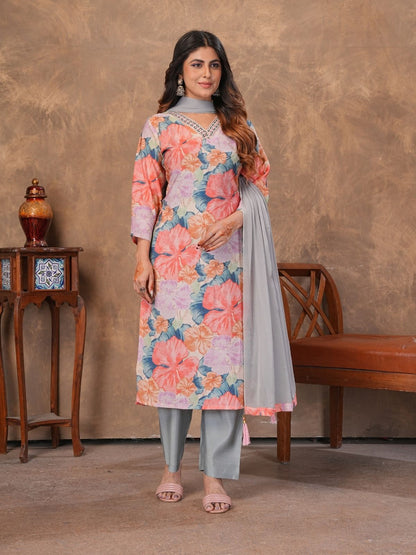 Rajwada Multicolor Viscose Solid Kurta Set For Women