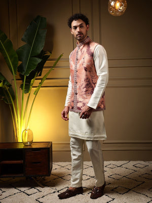 Rajwada White Silk Blend Solid Kurta Set For Men