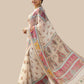 Rajwada Off White Silk Printed Saree For Women