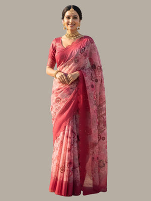 Rajwada Maroon Silk Printed Saree For Women