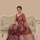 Rajwada Wine Organza Printed Saree For Women