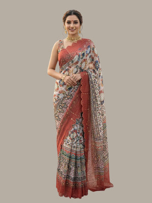 Rajwada Multicolor Silk Printed Saree For Women