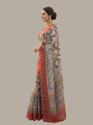 Rajwada Multicolor Silk Printed Saree For Women
