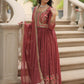 Rajwada Rust Georgette Embroidered Kurta Set For Women