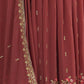 Rajwada Rust Georgette Embroidered Kurta Set For Women