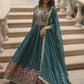 Rajwada Teal Blue Georgette Embroidered Kurta Set For Women